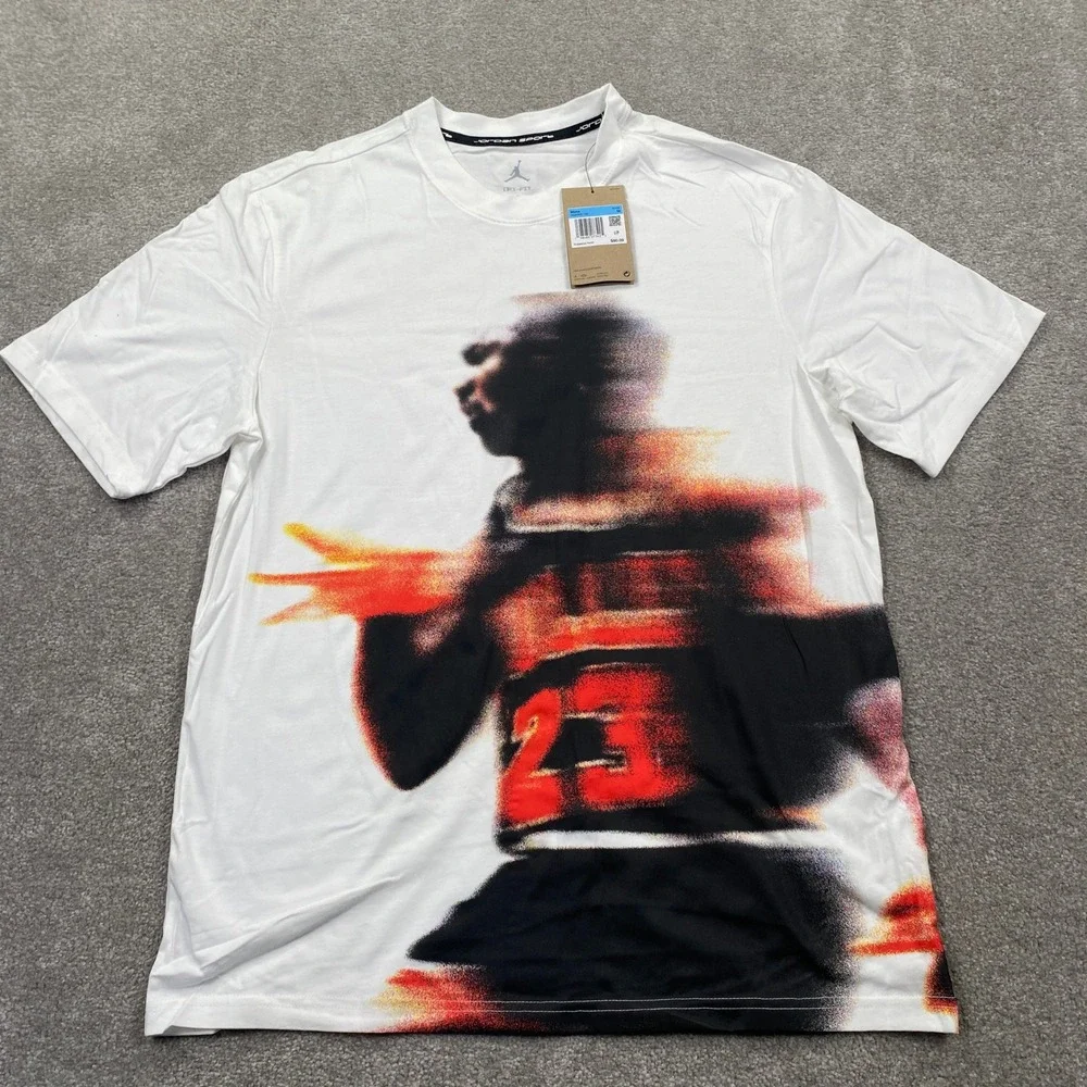 Jordan Dri-FIT Graphic T-Shirt Mens Medium White Michael Jordan Motion Print
